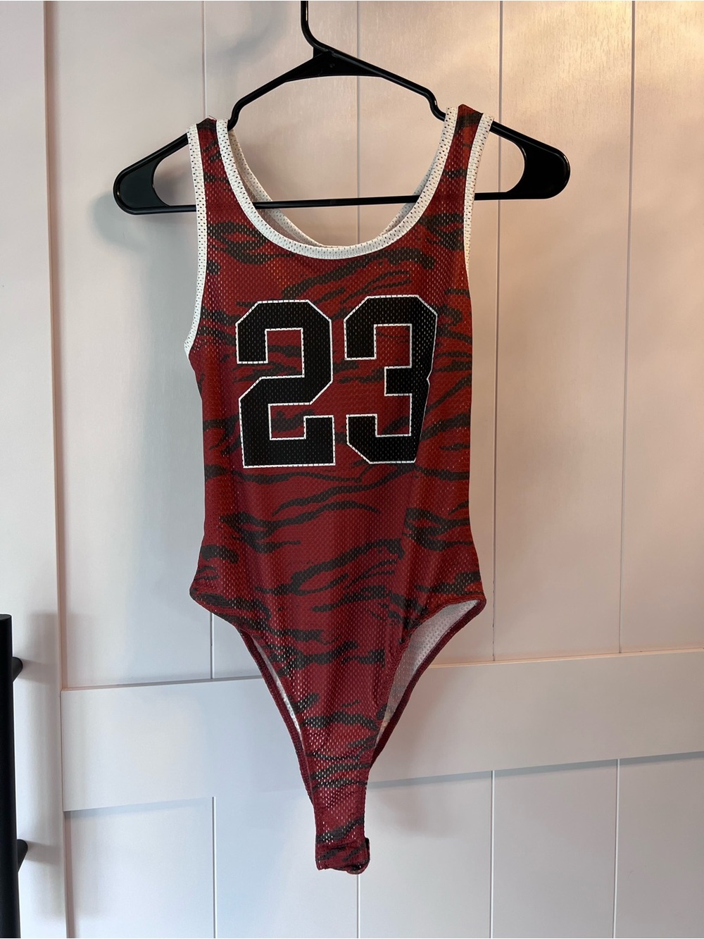 Girls' Red Tiger-Print One-Piece with '23' Graphic
